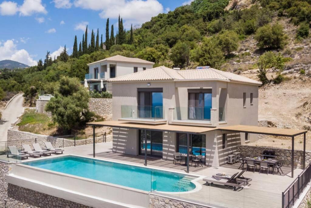 Color Villas-New Villa Green At Trapezaki With Private Pool Mousata Exterior foto