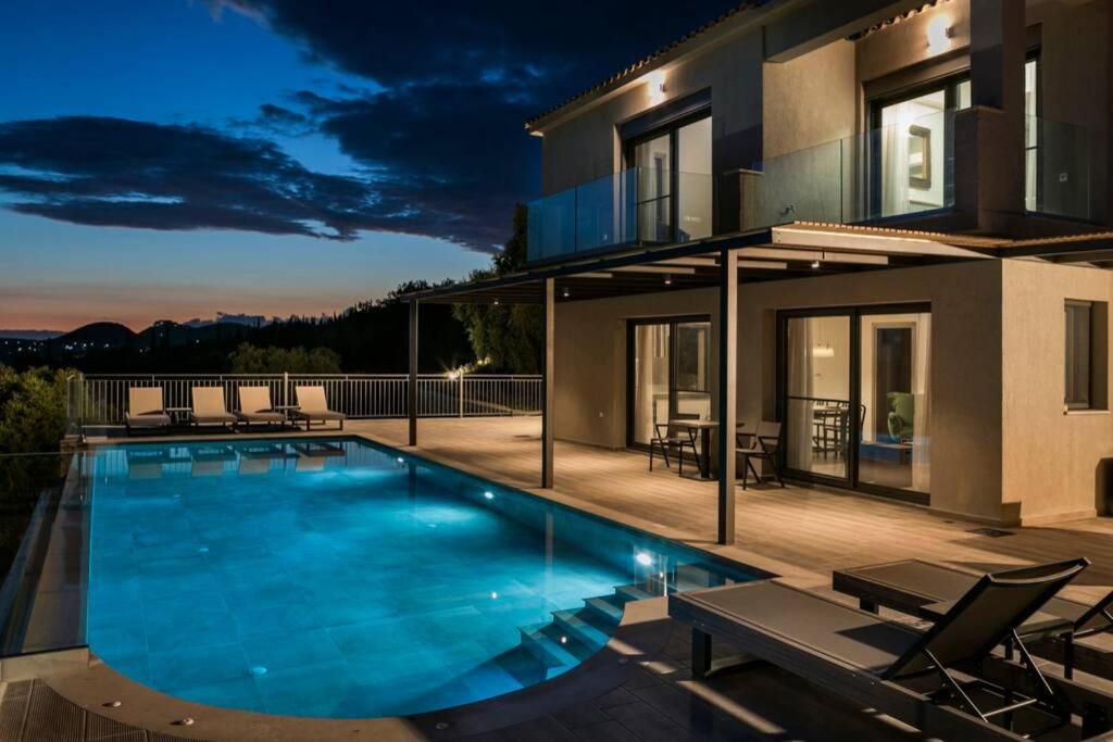 Color Villas-New Villa Green At Trapezaki With Private Pool Mousata Exterior foto