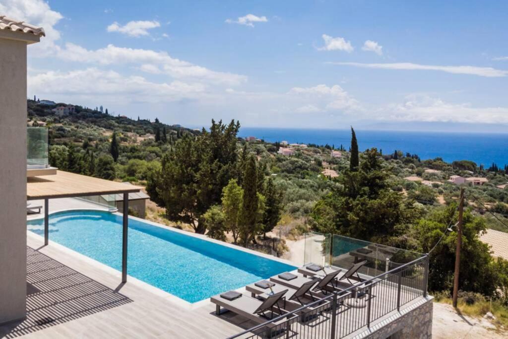 Color Villas-New Villa Green At Trapezaki With Private Pool Mousata Exterior foto
